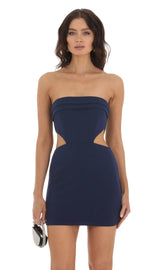 Corset Cutout Dress in Navy